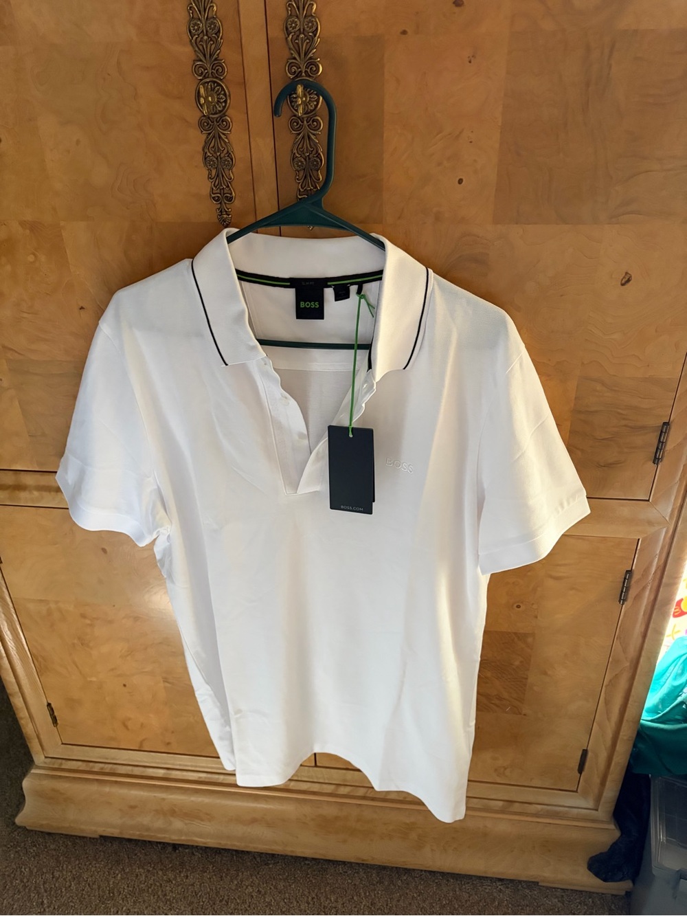 BOSS White Polo Shirt with Contrast Trim - Men XL NWT